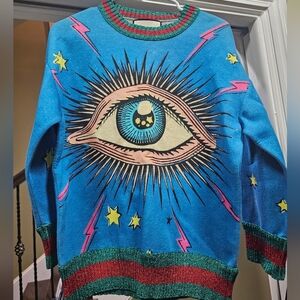 Gucci Vibrant Blue Eye Motif Sweater